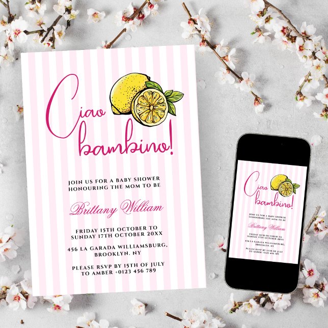 Ciao Bambino Lemon Italienska sommarbabyskor Inbjudningar (Skapare uppladdad)