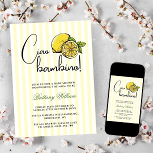 Ciao Bambino Lemon Italienska sommarbabyskor Inbjudningar
