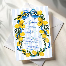 Ciao bambino lemons blue bow italiensk babydusch inbjudningar