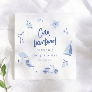 Ciao Bambino Medelhavet Blå Pojke Bebis Duschar Pappersservett