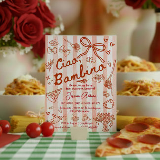Ciao Bambino Red Baby Shower Inbjudningar