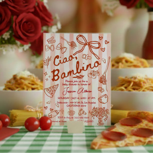 Ciao Bambino Röd Baby Shower Inbjudningar