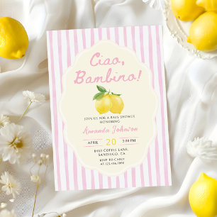 Ciao Bambino Rosa Citron Baby Shower Inbjudan