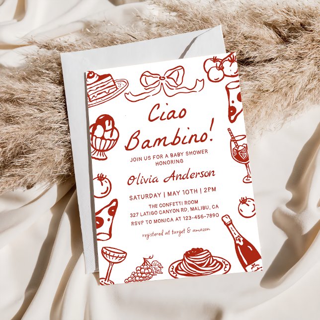 Ciao Bambino Whimsical Italian Pizza Baby Shower Inbjudningar (Skapare uppladdad)