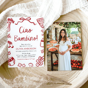 Ciao Bambino Whimsical Italiana Pizza Baby Shower Inbjudningar