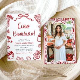 Ciao Bambino Whimsical Italiana Pizza Baby Shower Inbjudningar
