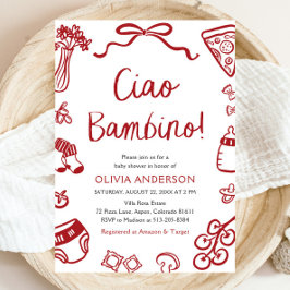 Ciao Bambino Whimsical Italiana Pizza Baby Shower Inbjudningar