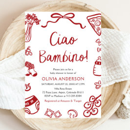 Ciao Bambino Whimsical Italiana Pizza Baby Shower Inbjudningar