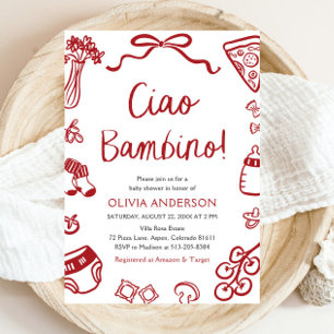Ciao Bambino Whimsical Italiana Pizza Baby Shower Inbjudningar