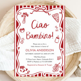 Ciao Bambino Whimsical Italiana Pizza Baby Shower Inbjudningar