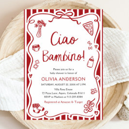 Ciao Bambino Whimsical Italiana Pizza Baby Shower Inbjudningar