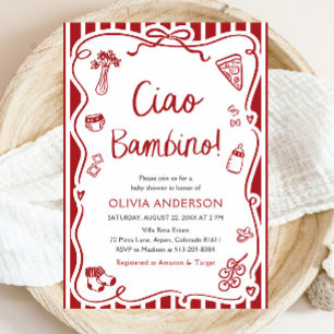 Ciao Bambino Whimsical Italiana Pizza Baby Shower Inbjudningar