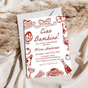 Ciao Bambino Whimsical Italiensk Pizza Baby Shower Inbjudningar