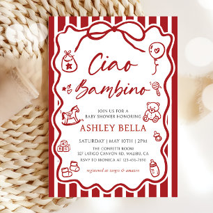 Ciao Bambino Whimsical Italy Baby Shower Inbjudningar