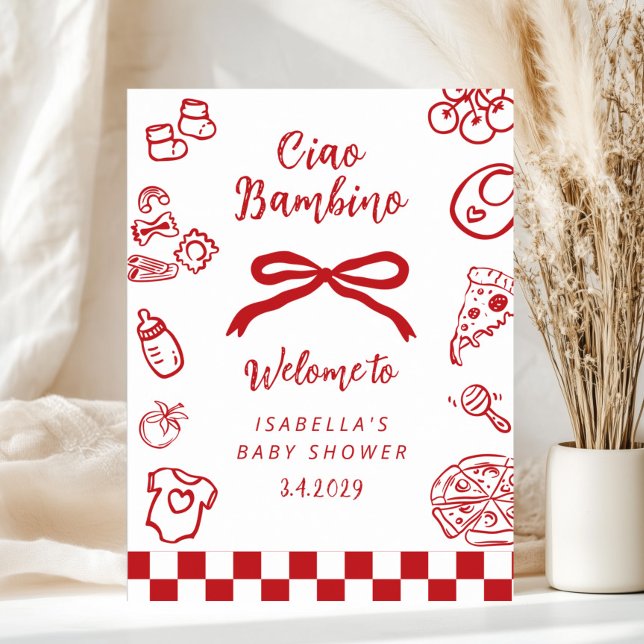Ciao Bambino Whimsical Pizza Baby Shower Welcome Poster (Skapare uppladdad)