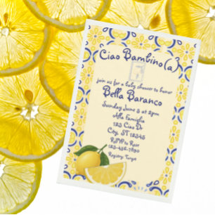 Ciao Bambio(a), Italienska, Citron, Baby Shower Inbjudningar