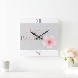 Ciao Beautiful, Elegant Floral Gift Fyrkantig Klocka