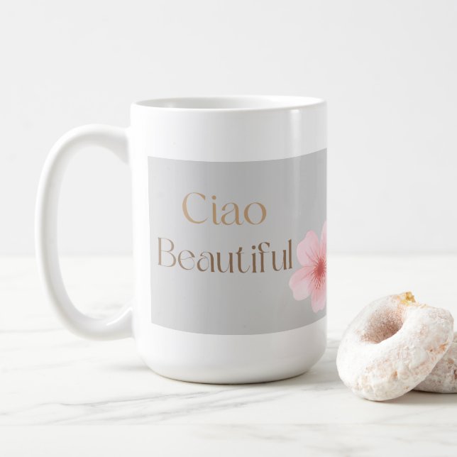 Ciao Beautiful, Elegant Floral Gift  Kaffemugg (Med munk)