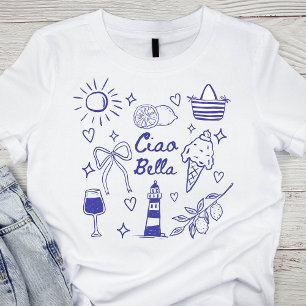 Ciao Bella Blå Coquette Bow Italiensk sommar T Shirt