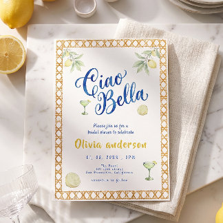 Ciao Bella citron Citrus Italiensk bröllopsdusch Inbjudningar