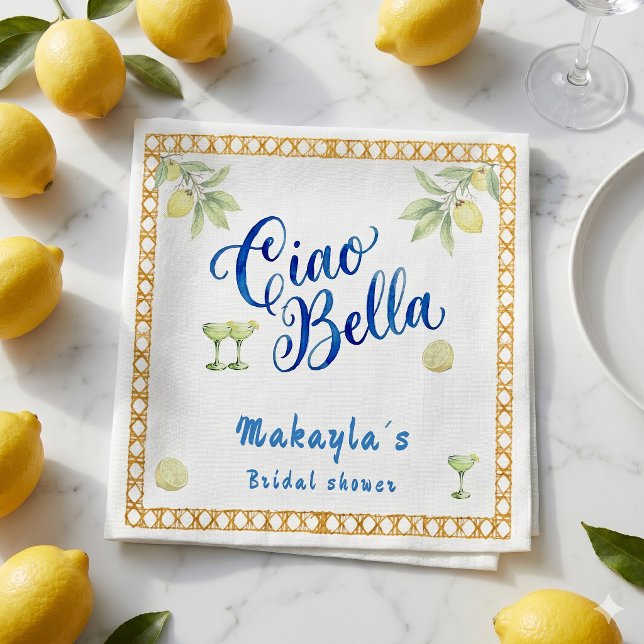 Ciao Bella citron italiensk Amalfi bröllopsdusch Pappersservett (Skapare uppladdad)