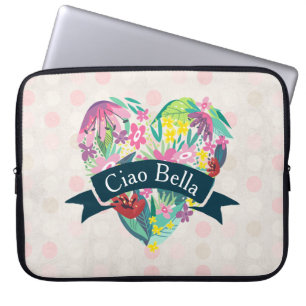 Ciao Bella Cute Blommigt Heart med Tropiska blommo Laptop Fodral