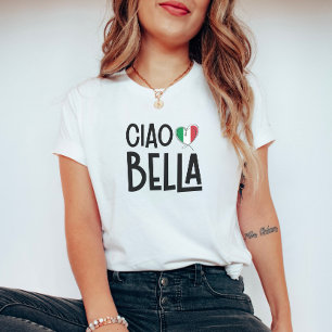 Ciao Bella - Cute Italy Flagga Heart T Shirt