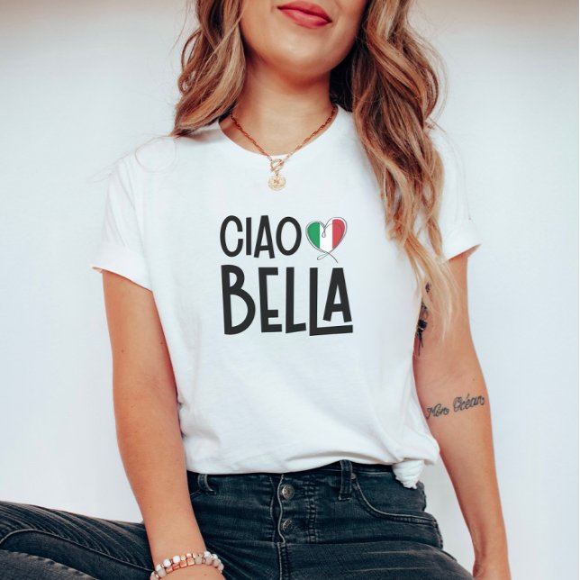 Ciao Bella - Cute Italy Flagga Heart T Shirt (Skapare uppladdad)