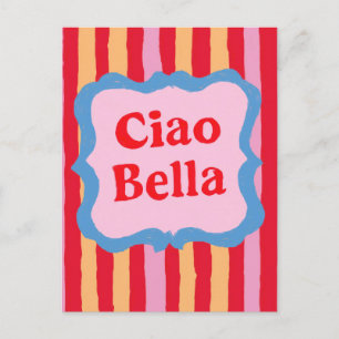 Ciao Bella Färgglada Randiga Sommar Glädje Vykort