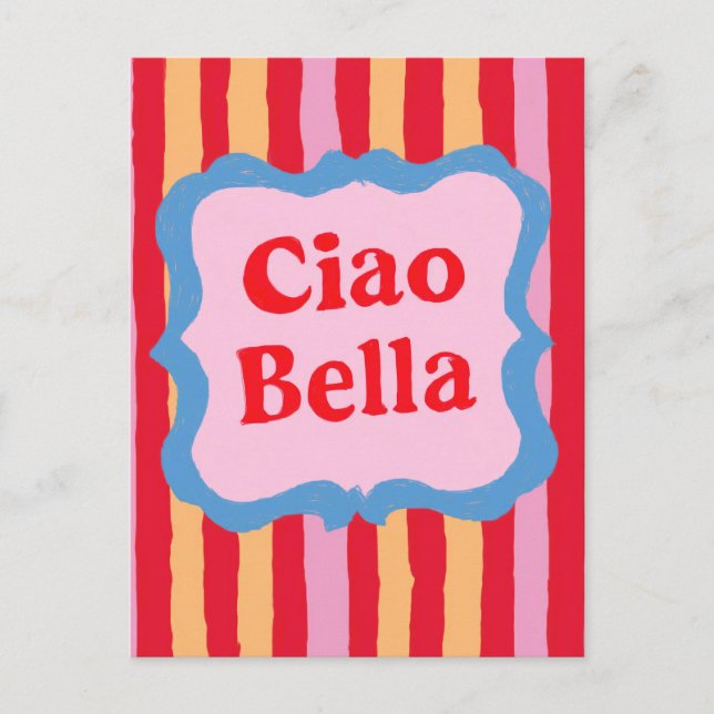 Ciao Bella Färgglada Randiga Sommar Glädje Vykort (Framsida)