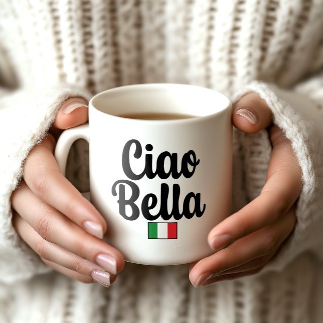 Ciao Bella Flaggmugg - Italiensk present till henn Kaffemugg (Ciao Bella Italian Flag Mug - Italian Gift for Her)