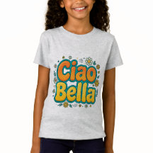 Ciao Bella Girls T-Shirt - Italiensk Retro Fl