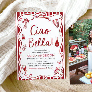 Ciao Bella Hand plockade Italia Pizza Möhippa Inbjudningar