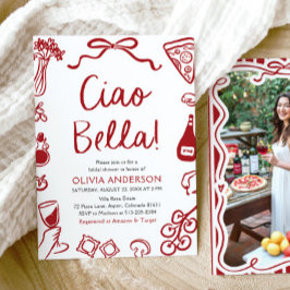 Ciao Bella Hand plockade Italia Pizza Möhippa Inbjudningar