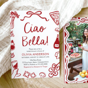 Ciao Bella Hand plockade Italia Pizza Möhippa Inbjudningar