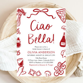 Ciao Bella Hand plockade Italia Pizza Möhippa Inbjudningar