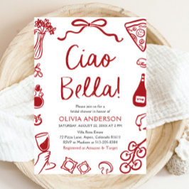 Ciao Bella Hand plockade Italia Pizza Möhippa Inbjudningar