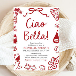 Ciao Bella Hand plockade Italia Pizza Möhippa Inbjudningar