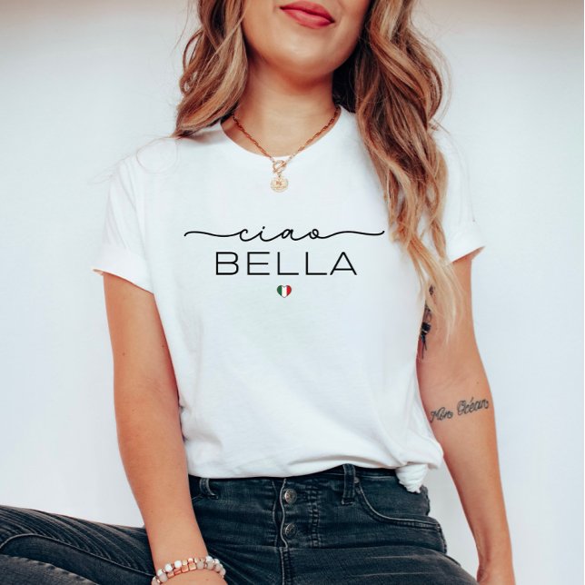 Ciao Bella - Handskriftlig typsnitt och italienskt T Shirt (Skapare uppladdad)
