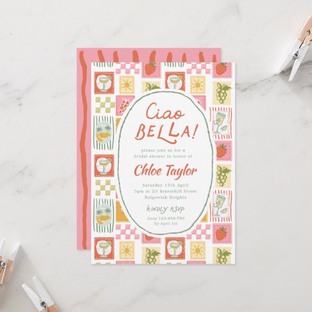 Ciao Bella Italian Bridal Shower  Inbjudningar (Fram/Back In Situ)