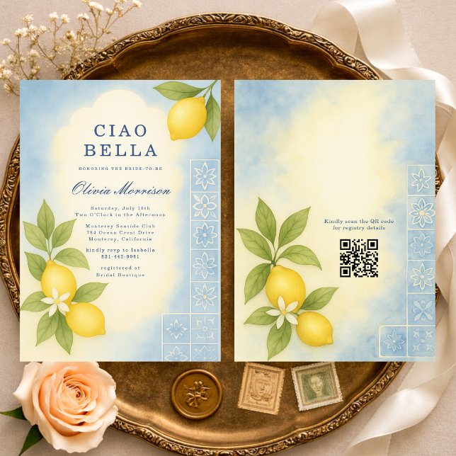 Ciao Bella Italian QR Code Bridal Shower Inbjudningar (Skapare uppladdad)