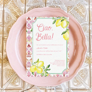 Ciao Bella Italiensk citron bröllopsdusch Inbjudningar