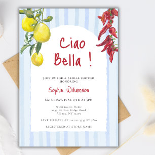 Ciao Bella Italienska Citron Ränder Bröllopsfest Inbjudningar