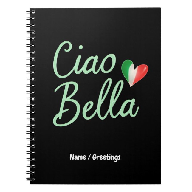 Ciao Bella Italienska Flagga Roligt & Magic Design Anteckningsbok (Framsidan)