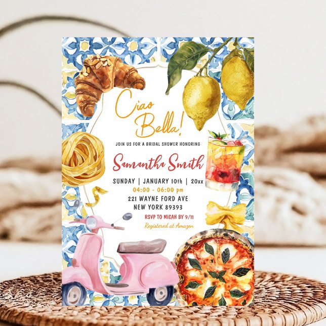 Ciao Bella Italienska Möhippan för innertema Inbjudningar (Skapare uppladdad)