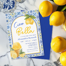 Ciao Bella Italienska Tile Lemon Sommar Möhippa Inbjudningar