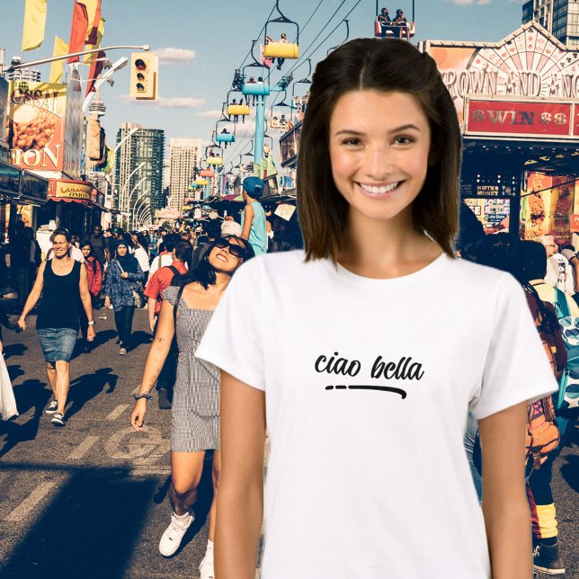 Ciao Bella Italienskt Elegant Script T Shirt (Skapare uppladdad)