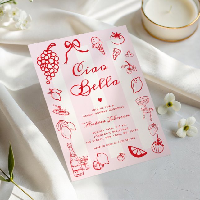 Ciao Bella Italienskt Handritat Citron Bröllopsdus Inbjudningar (Skapare uppladdad)