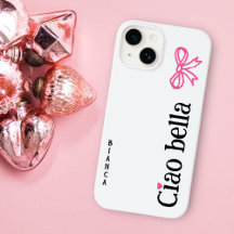 Ciao Bella Rosa Heart Ribbon Namn Italy Sketch