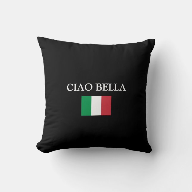 CIAO BELLA  Svart ITALIENSK FLAGGA Kudde (Framsida)